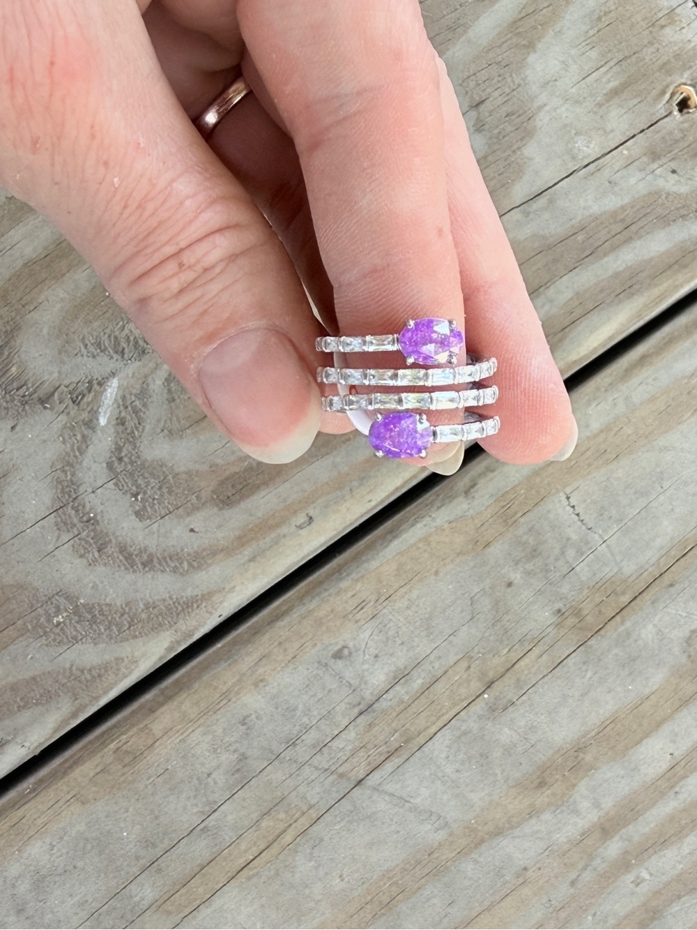 Kept In The Loop BP ring - Lavendar Ice Crystal, 
 Spiral Loop Ring